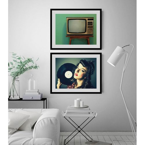4049009826705 - Bild »Vinyl« Frau-Bilder von Frauen-Art-Kunst-Fashion-Mode-Magazincover (1 St) HD Premium Poster-Druck inkl Holzrahmen
