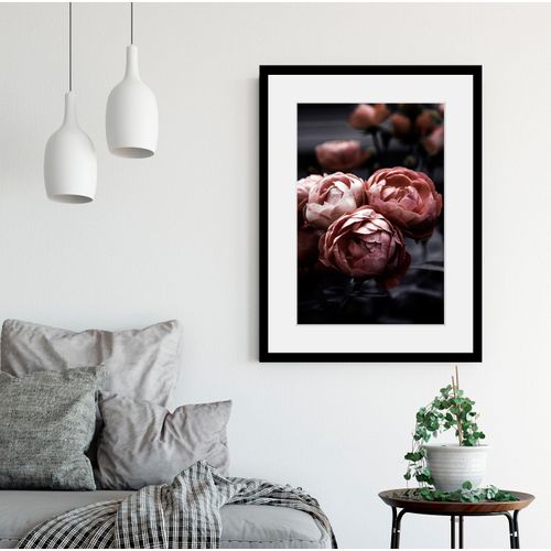 4049009840466 - Bild QUEENCE Helen Bilder Gr B H 40 cm x 50 cm Wandbild Blumen Hochformat 1 St rosa Bild Kunstdruck Bilder mit Rahmen