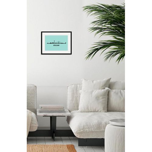 4049009837725 - Bild »Düsseldorf Skyline« Städte-Stadt-Deutschland-Gebäude-Schriftzug-Düsseldorf (1 St) HD Premium Poster-Druck inkl Holzrahmen