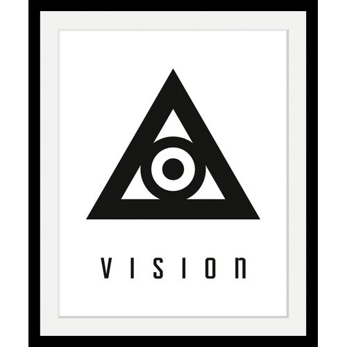 4049009147671 - Bild »Vision« Schriftzug-Schriftzüge-Motivationsbilder-Schwarz-Weiss HD Premium Poster-Druck inkl Holzrahmen