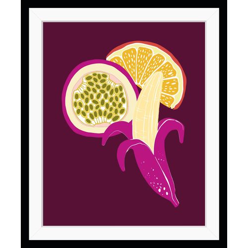 4049009921158 - Bild QUEENCE Janena Bilder Gr B H 30 cm x 40 cm Wandbild Obst Hochformat bunt (lila gelb) Kunstdrucke gerahmt Obst