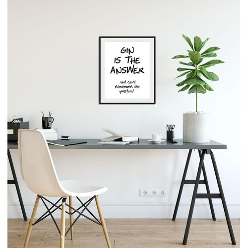 4049009842712 - Bild QUEENCE GIN IS THE ANSWER Bilder Gr B H 40 cm x 50 cm Wandbild Hochformat 1 St weiß Bild Kunstdruck Bilder mit Rahmen