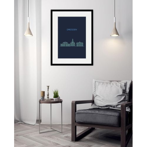 4049009838326 - Bild QUEENCE Dresden Sightseeing Bilder Gr B H 30 cm x 40 cm Wandbild Städte Hochformat 1 St blau Bild Kunstdruck Bilder mit Rahmen