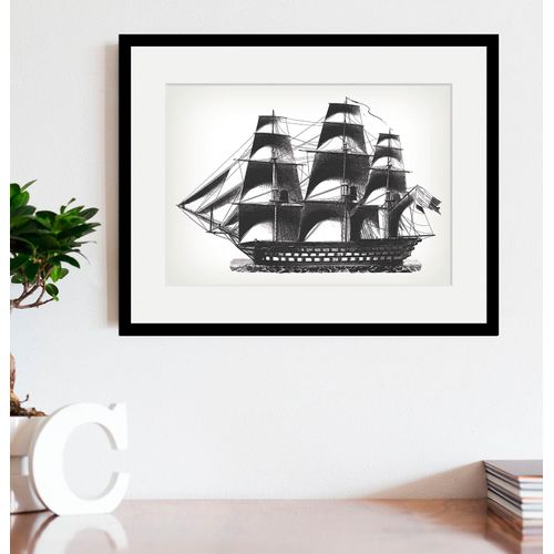 4049009839798 - Bild QUEENCE Jackie Bilder Gr B H 40 cm x 30 cm Wandbild Schiffe Querformat 1 St weiß Bild Kunstdruck Bilder mit Rahmen