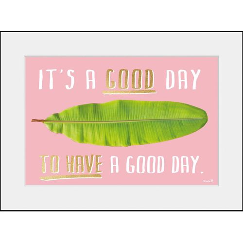 4049009929031 - Bild QUEENCE GOOD DAY Bilder Gr B H 40 cm x 30 cm Wandbild Blätter Querformat 1 St rosa (rosa grün) Kunstdrucke Bilder