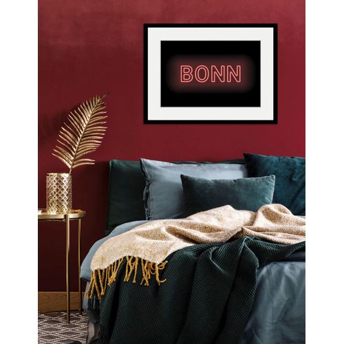 4049009839064 - Bild QUEENCE BONN LIGHTS Bilder Gr B H 70 cm x 50 cm Wandbild Städte Querformat 1 St rot Bild Kunstdruck Bilder mit Rahmen