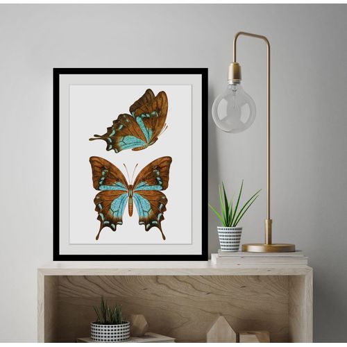 4049009846857 - Bild QUEENCE Nala Bilder Gr B H 40 cm x 50 cm Wandbild Schmetterlinge Hochformat 1 St braun Bild Kunstdruck Bilder mit Rahmen