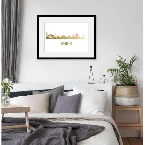 4049009837831 - Bild QUEENCE Berlin Skyline GOLD Bilder Gr B H 40 cm x 30 cm Wandbild Städte Querformat 1 St goldfarben Bild Kunstdruck Bilder mit Rahmen
