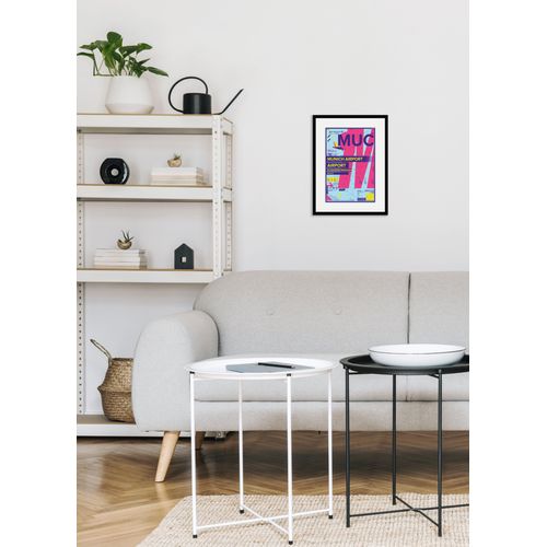 4049009840077 - Bild QUEENCE MUC AIRPORT Bilder Gr B H 40 cm x 50 cm Wandbild Flugzeuge Hochformat 1 St rosa Bild Kunstdruck Bilder mit Rahmen