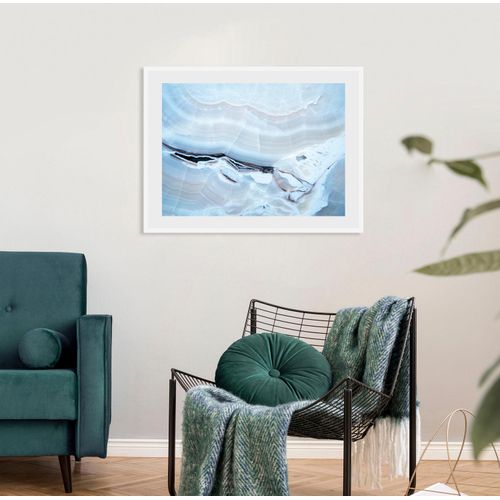 4049009919032 - Bild QUEENCE Henna Bilder Gr B H 50 cm x 40 cm Wandbild Abstrakt Querformat 1 St blau (weiß) Bild Acrylglasbilder Bilder