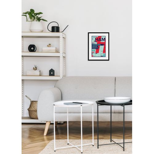 4049009840138 - Bild QUEENCE HAM AIRPORT Bilder Gr B H 40 cm x 50 cm Wandbild Flugzeuge Hochformat 1 St rot Bild Kunstdruck Bilder mit Rahmen