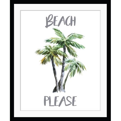4049009890980 - Bild QUEENCE BEACH PLEASE Bilder Gr B H 40 cm x 50 cm Wandbild Palmen Hochformat bunt (weiß grün braun) Kunstdrucke gerahmt Schriftzug Palmen