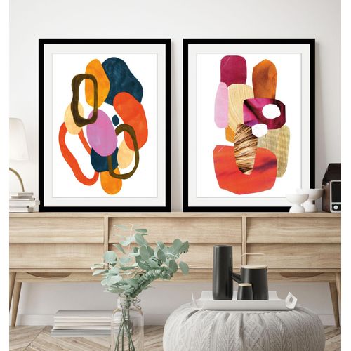 4049009844990 - Bild QUEENCE Harry Bilder Gr B H 40 cm x 50 cm Wandbild Abstrakt Hochformat 1 St rosa Bild Kunstdruck Bilder mit Rahmen
