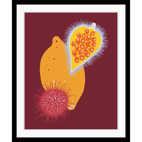 4049009920977 - Bild QUEENCE June Bilder Gr B H 30 cm x 40 cm Wandbild Obst Hochformat gelb (gelb weinrot) Kunstdrucke gerahmt Obst