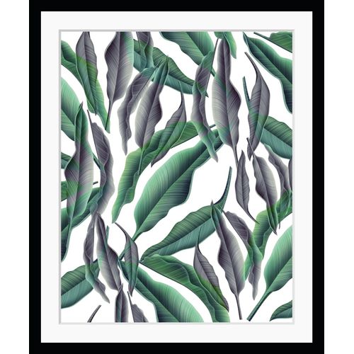 4049009850380 - Bild QUEENCE Julia Bilder Gr B H 40 cm x 50 cm Wandbild Blätter Hochformat grün (grün grau) Kunstdrucke Natur gerahmt Blätter Dschungel