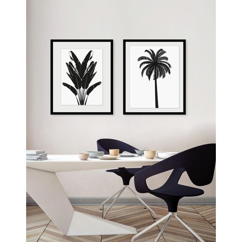4049009844549 - Bild QUEENCE Palma Bilder Gr B H 40 cm x 50 cm Wandbild Blätter Hochformat 1 St schwarz Bild Kunstdruck Bilder mit Rahmen