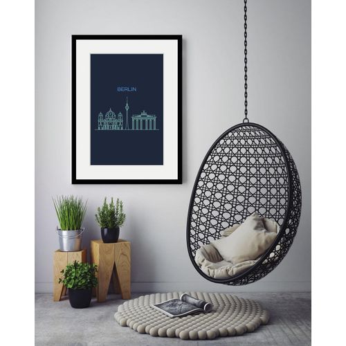 4049009838272 - Bild QUEENCE Berlin Sightseeing Bilder Gr B H 40 cm x 50 cm Wandbild Städte Hochformat 1 St blau Bild Kunstdruck Bilder mit Rahmen
