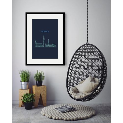 4049009838302 - Bild QUEENCE Munich Sightseeing Bilder Gr B H 40 cm x 50 cm Wandbild Städte Hochformat 1 St blau Bild Kunstdruck Bilder mit Rahmen