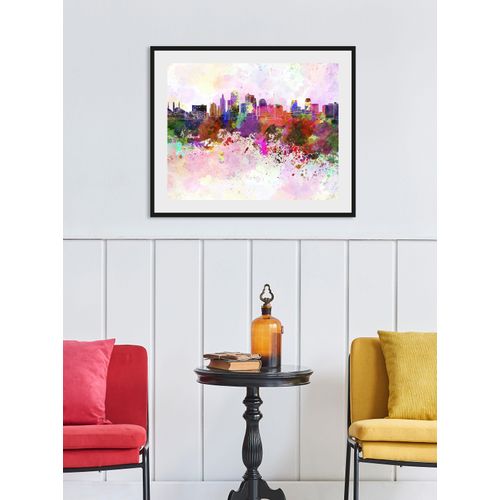 4049009842415 - Bild QUEENCE City Color Splash Bilder Gr B H 50 cm x 40 cm Wandbild Städte Querformat 1 St bunt Bild Kunstdruck Bilder mit Rahmen
