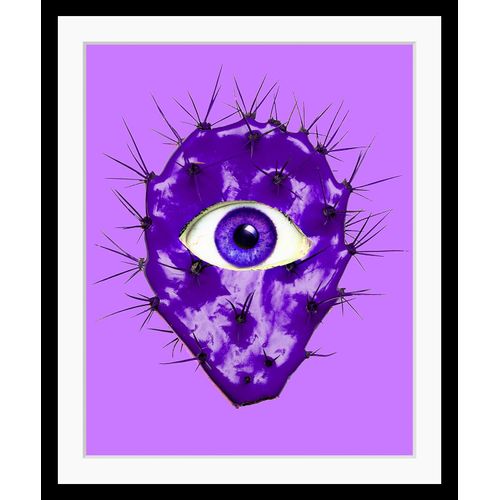 4049009895084 - Bild QUEENCE Alien Bilder Gr B H 40 cm x 50 cm Wandbild Blätter Hochformat lila Kunstdrucke Kaktus gerahmt Blätter Auge