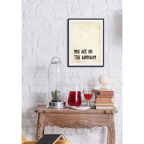 4049009934042 - Bild QUEENCE YOU ARE ON THE WOODWAY Bilder Gr B H 50 cm x 70 cm Wandbild Schriftzug Hochformat 1 St goldfarben (schwarz goldfarben) Kunstdrucke