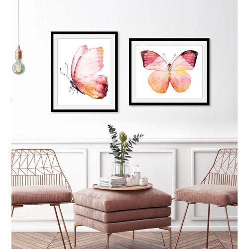4049009846598 - Bild QUEENCE Cooper Bilder Gr B H 50 cm x 70 cm Wandbild Schmetterlinge Hochformat 1 St rot Bild Kunstdruck Bilder mit Rahmen