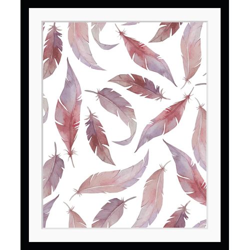 4049009869757 - Bild QUEENCE Fridolin Bilder Gr B H 40 cm x 50 cm Wandbild Federn Hochformat rot Kunstdrucke gerahmt Federn Vogel Natur