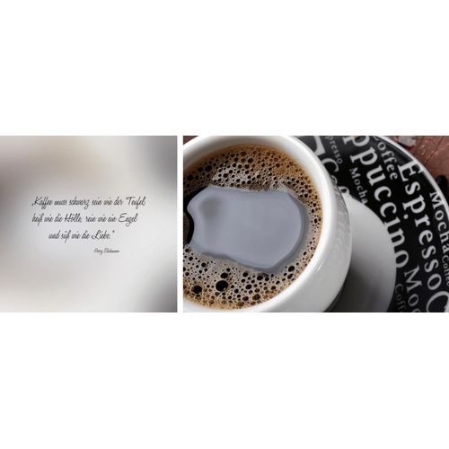 4049009659105 - Leinwandbild »schwarzer Kaffee« Getränke-Kaffee-Bar & Lounges-Kaffee Bilder-Kunst-Modern-Spa-Spa Bilder-Sprüche-Sprüche & Texte-Schriftzug-Schriftzüge (Set) Premium-Leinwandstoff Handarbeit aus Deutschland Zitat 2er Set