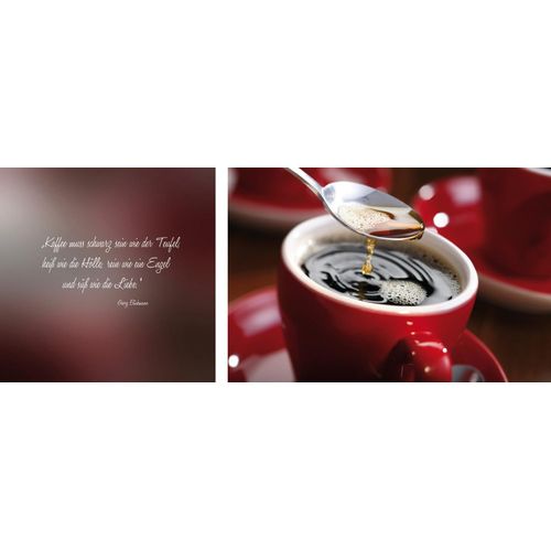 4049009097945 - Leinwandbild »Kaffee« Getränke-Kaffee-Bar & Lounges-Kaffee Bilder-Kunst-Modern-Spa-Spa Bilder-Sprüche-Sprüche & Texte-Schriftzug-Schriftzüge (Set) Premium-Leinwandstoff Handarbeit aus Deutschland Zitat 2er Set