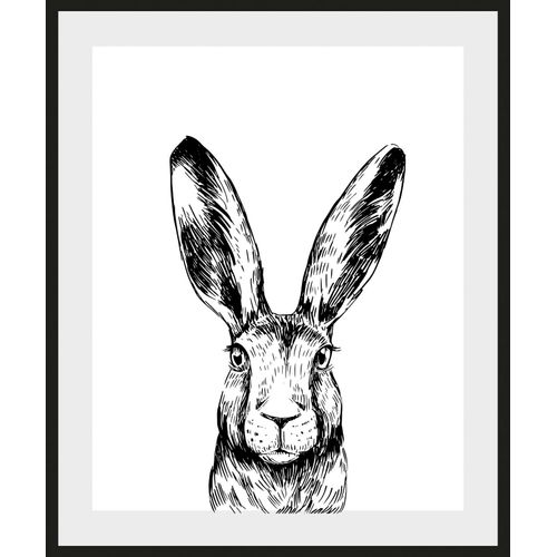 4049009930891 - Bild QUEENCE Matias Bilder Gr B H 40 cm x 50 cm Wandbild Hase Hochformat 1 St schwarz (schwarz weiß) Kunstdrucke Bilder