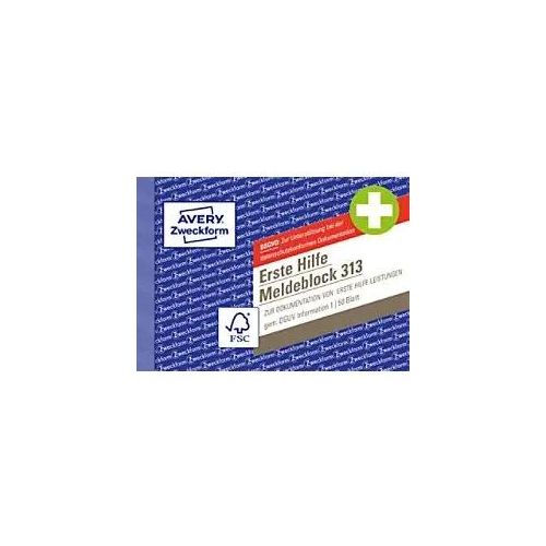 4004182003138 - AVERY® Zweckform Meldeblock „Erste Hilfe DGUV Vorschrift 1“ gelocht 50 Blatt weiß DIN A6 quer