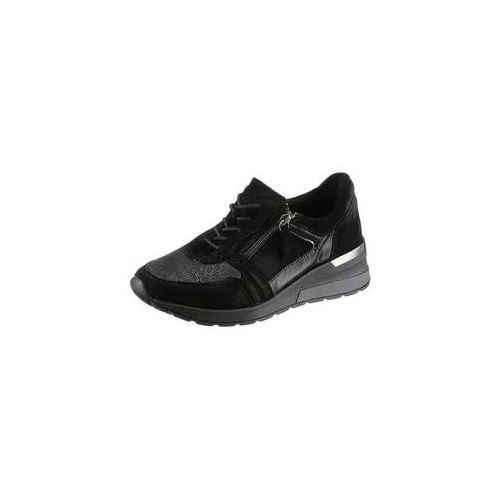 4057651424637 - Keilsneaker WALDLÄUFER H-CLARA-SOFT Damen Gr 75 (41) schwarz Veloursleder Textil Lackleder sportlich Schuhe Sneaker mit komfortabler Orthotritt-Ausstattung Weite H