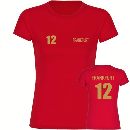 4068859505615 - multifanshop Damen T-Shirt - Frankfurt - Trikot Nummer 12 gold - Druck gold metallic - Frauen 4068859505615 - multifanshop Damen T-Shirt - Frankfurt - Trikot Nummer 12 gold - Druck gold metallic - Frauen