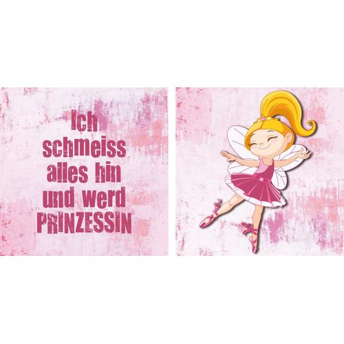 4049009069645 - Leinwandbild »Prinzessin« Königinnen-Prinzen-Prinzessinnen-Kunst-Modern-Spa-Spa Bilder-Sprüche-Sprüche & Texte-Schriftzug-Schriftzüge-Könige (Set) Premium-Leinwandstoff Handarbeit aus Deutschland Spruch 2er Set