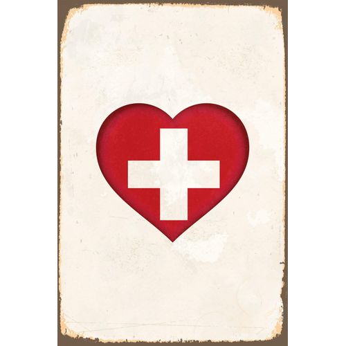 4049009927037 - Metallbild QUEENCE Heart for Switzerland Bilder Gr B H T 30 cm x 45 cm x 05 cm Metallbild Schweiz Hochformat rot (rot weiß) Metallbilder Blechschilder