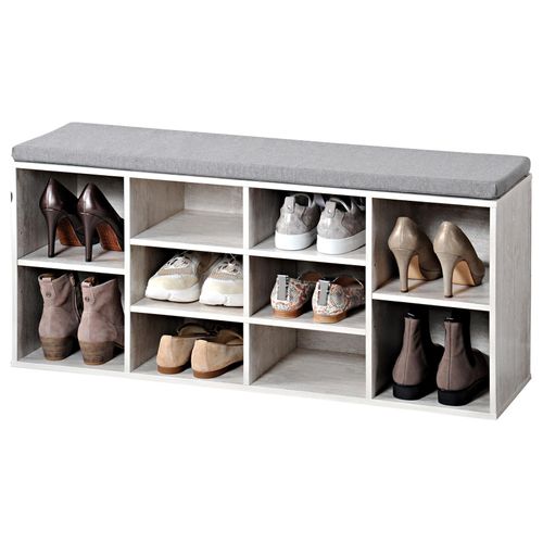 4000270923319 - Schuhschrank mit Sitzkissen - versch Ausführungen - Weiß Grau 4000270923319 - Schuhschrank mit Sitzkissen - versch Ausführungen - Weiß Grau
