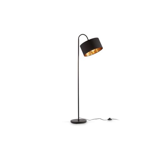 4057722006663 - Bklicht - Stehleuchte Retro schwarz-gold Stoff E27 gebogen flexibel Stehlampe Wohnzimmer 4057722006663 - Bklicht - Stehleuchte Retro schwarz-gold Stoff E27 gebogen flexibel Stehlampe Wohnzimmer