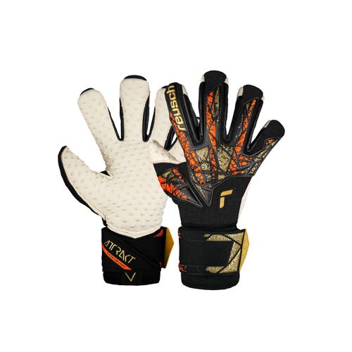 4060485484746 - Torwarthandschuhe REUSCH Attrakt SpeedBump Ortho-Tec Damen Gr 105 gold (schwarz goldfarben) 55% Elastodien 30% Polyamid 15% Polyester mehrfarbig Sportlich Handschuhe mit Evolution Negative Cut