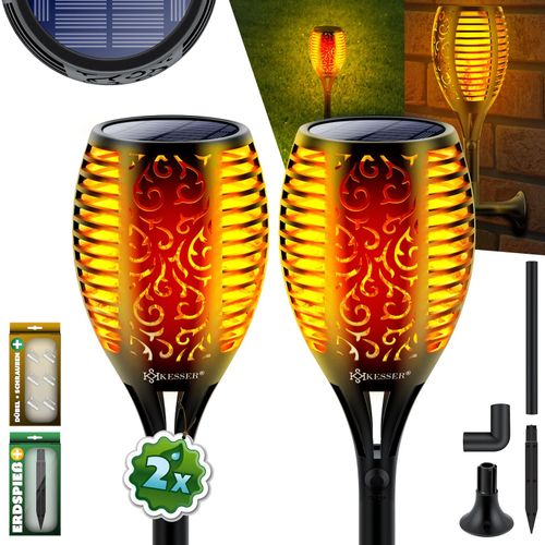 4260751943209 - KESSER® Gartenfackel Solar Set Solarleuchten Flamme mit Wandhalterung + Erdspieß Licht-Sensor Wetterfest Garten Solarleuchte Fackel Lichter LED Gartenlampe Solarlampe Flammenlicht 4260751943209 - KESSER® Gartenfackel Solar Set Solarleuchten Flamme mit Wandhalterung + Erdspieß Licht-Sensor Wetterfest Garten Solarleuchte Fackel Lichter LED Gartenlampe Solarlampe Flammenlicht