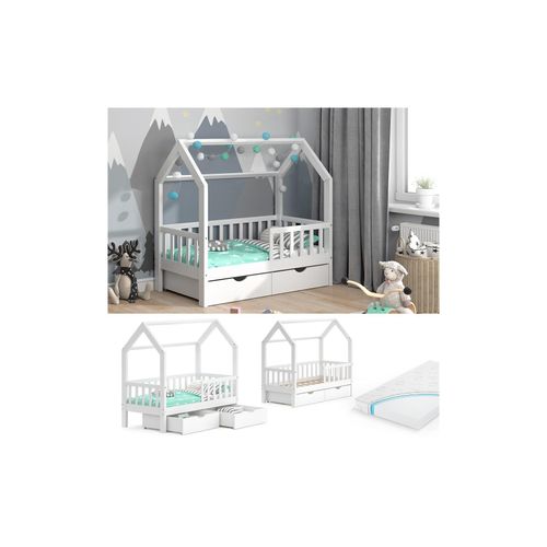 4251421957268 - Kinderbett Wiki 140x70cm Weiß mit Matratze Rausfallschutz und Schubladen Vitalispa 4251421957268 - Kinderbett Wiki 140x70cm Weiß mit Matratze Rausfallschutz und Schubladen Vitalispa