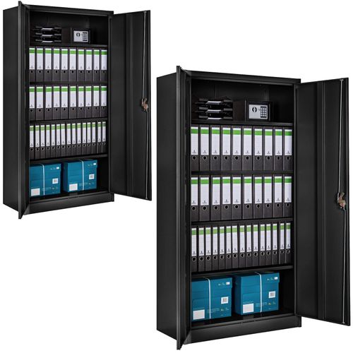 4061173209764 - tectake® 2er Set Aktenschrank aus pulverbeschichtetem Stahl 4 höhenverstellbare Einlegeböden 180 x 90 x 40 cm 4061173209764 - tectake® 2er Set Aktenschrank aus pulverbeschichtetem Stahl 4 höhenverstellbare Einlegeböden 180 x 90 x 40 cm