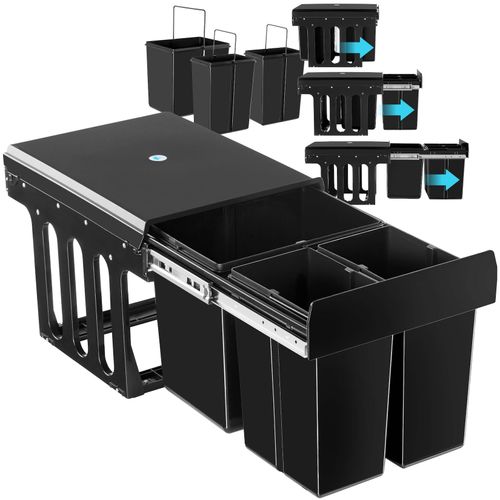 4061173271617 - tectake® Abfallsammler 3-fach Mülltrennung 2x8L und 1x15L für Schränke ab 40 cm Breite 35 x 48 x 35 cm