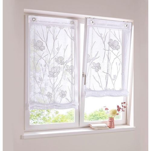 4056751339919 - Raffrollo HEINE HOME Raffrollos Gr 130 cm Ösen 60 cm weiß Raffrollos halbtransparent 4056751339919 - Raffrollo HEINE HOME Raffrollos Gr 130 cm Ösen 60 cm weiß Raffrollos halbtransparent