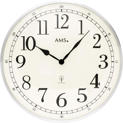 4037445154018 - Funkwanduhr AMS F5606 silber (silberfarben) Wanduhren H 5cm Wanduhr Quarzuhr Ø 40mm Wohnzimmer Esszimmer Küche Geschenkidee 4037445154018 - Funkwanduhr AMS F5606 silber (silberfarben) Wanduhren H 5cm Wanduhr Quarzuhr Ø 40mm Wohnzimmer Esszimmer Küche Geschenkidee