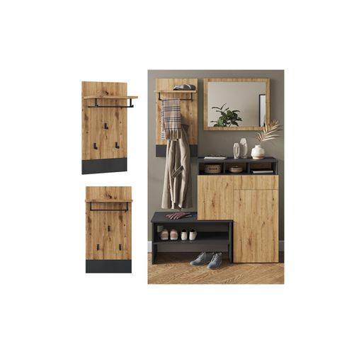 4066731449972 - Wandgarderobe Selena Eiche Anthrazit 44 x 83 cm