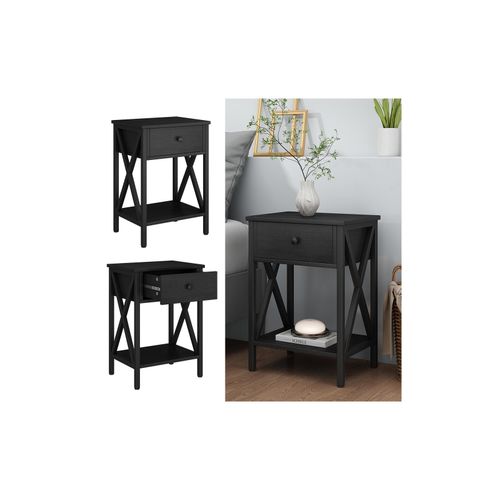4066731447190 - Nachttisch Keno Schwarz 40 x 55 cm 2er Set
