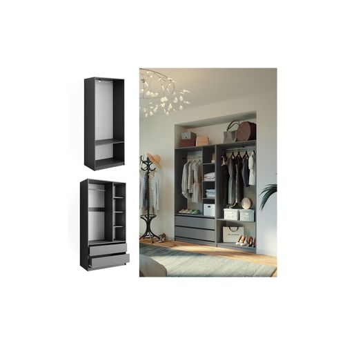 4066731451418 - Kleiderschrank Elmo Anthrazit 80 x 200 cm Set mit 2 Teile 4066731451418 - Kleiderschrank Elmo Anthrazit 80 x 200 cm Set mit 2 Teile