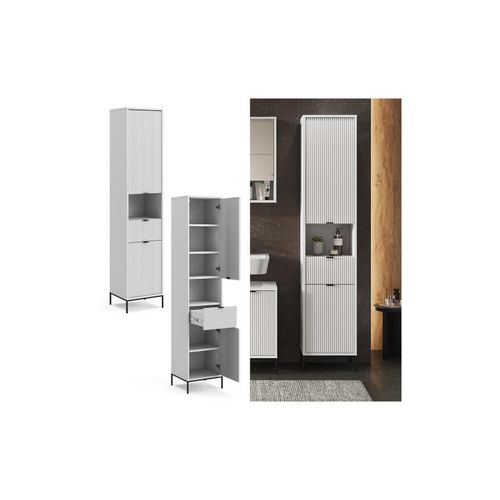 4066731444724 - Hochschrank Eliza Weiß 40 x 190 cm mit 2 Türen und Schublade