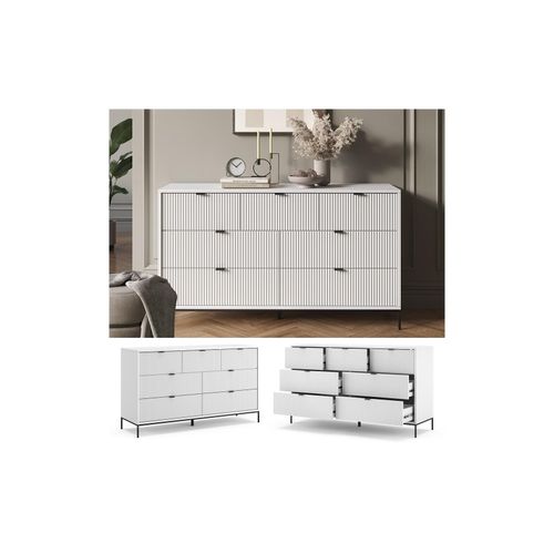 4066731444687 - Sideboard Eliza Weiß 140 x 81 cm mit 7 Schubladen 4066731444687 - Sideboard Eliza Weiß 140 x 81 cm mit 7 Schubladen