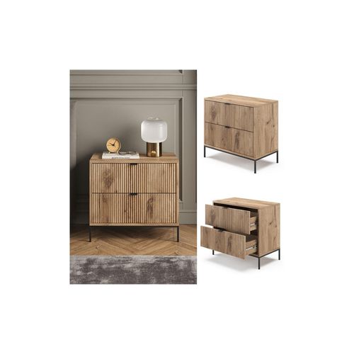 4066731444571 - Nachttisch Eliza Viking Oak 66 x 60 cm mit 2 Schubladen 4066731444571 - Nachttisch Eliza Viking Oak 66 x 60 cm mit 2 Schubladen